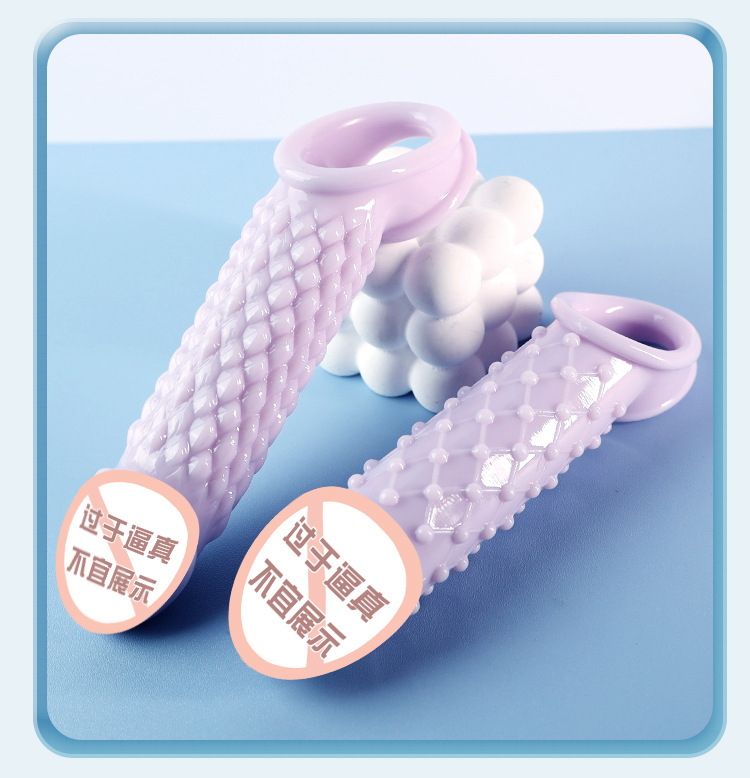 Textured TPE Condom-Style Delay Sleeve, Spiny Studded Design, Gentleman Blue — detail image 28
