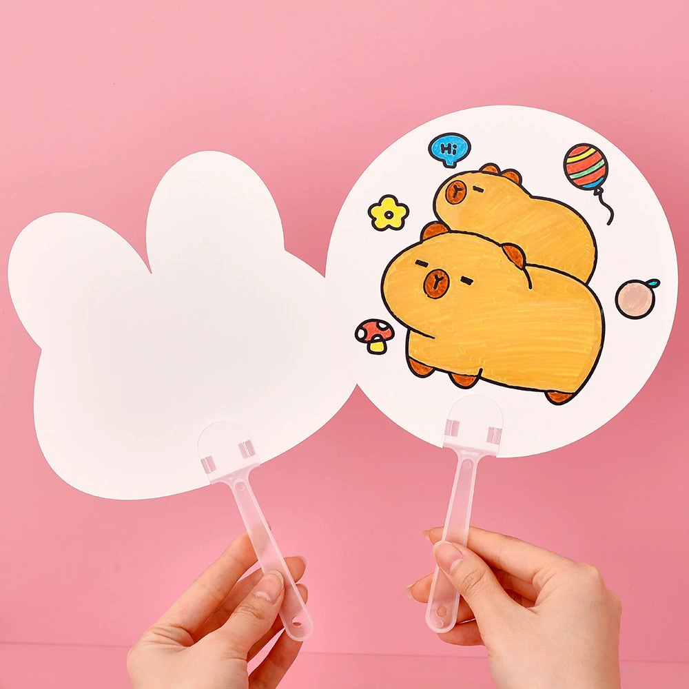 Handmade diy special-shaped graffiti fan children's blank painting coloring small fan summer cute hand fan small gift