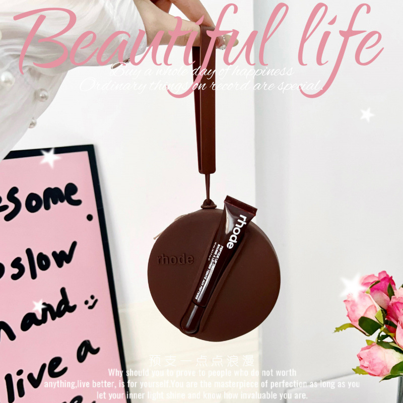 Makup bag Rhode lápiz labial esmalte de labios bolsa de cosméticos bolsa cuadrada bolsa de almacenamiento de silicona bolsa de cosméticos Haili