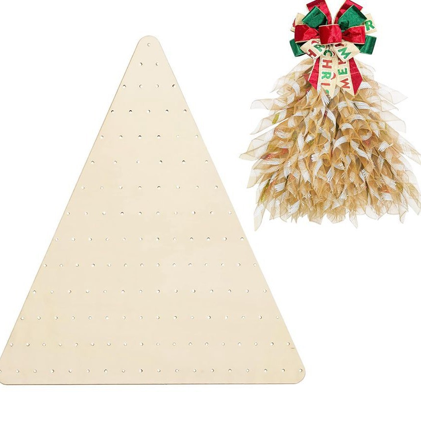 新款DIY木质三角形花环框架用于制作装饰网格圣诞树万圣节门花环