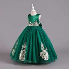 New Women's Child Bridal Gown Sparkling Train Performance Dress Party Lace Long Dress Flower Child Bridal Dress