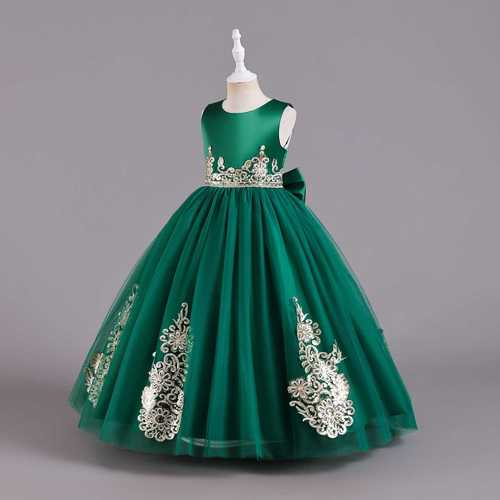 New Women's Child Bridal Gown Sparkling Train Performance Dress Party Lace Long Dress Flower Child Bridal Dress