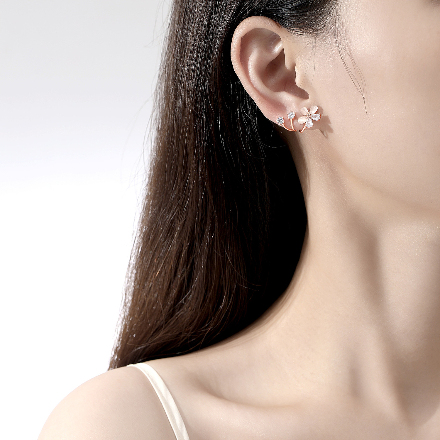 INS estilo irregular flor Stud pendientes 925 pendientes de plata flor Stud mujer estilo frío nicho diseño joyería moda