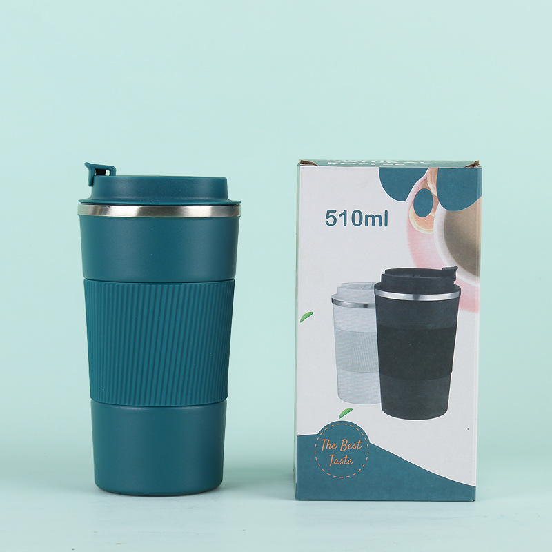 Nueva taza de vacío de acero inoxidable taza de agua de negocios taza de café de tres generaciones taza de coche con tapa de silicona taza portátil