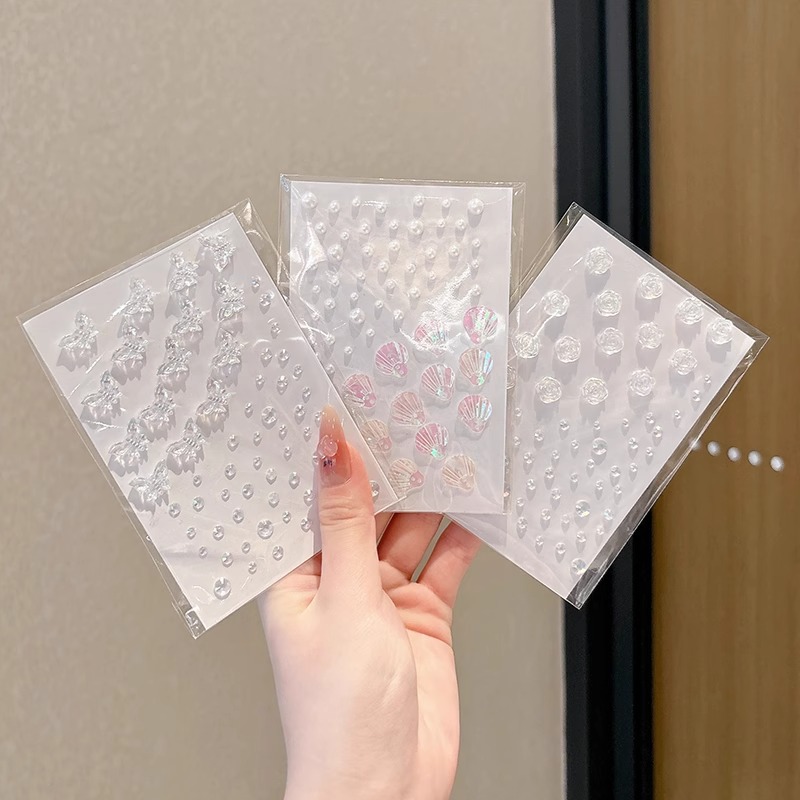 Maquillaje para niñas espectáculo de baile pegatinas para niños joyas para la cara de la niña princesa dulce pegatinas de perlas pegatinas de maquillaje