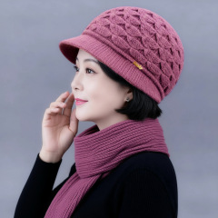 妈妈帽子百搭女士冬天加绒加厚中老年人帽奶奶婆婆围巾保暖针织帽