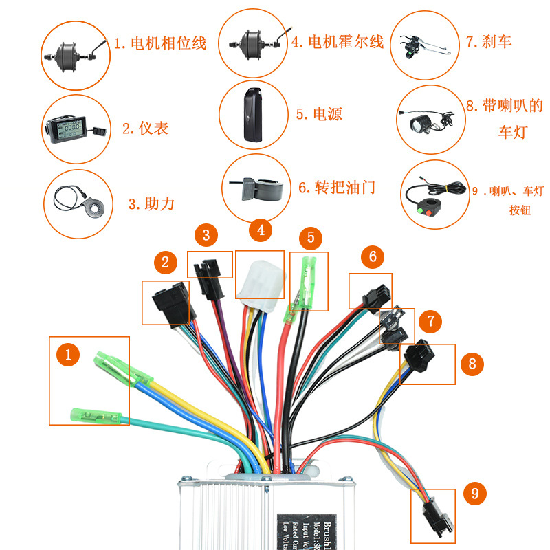 250W Motor Bicycle Lithium Battery Conversion Kit Without Wiring Harness 36/48V250W Rear Drive G51 Instrument Configuration