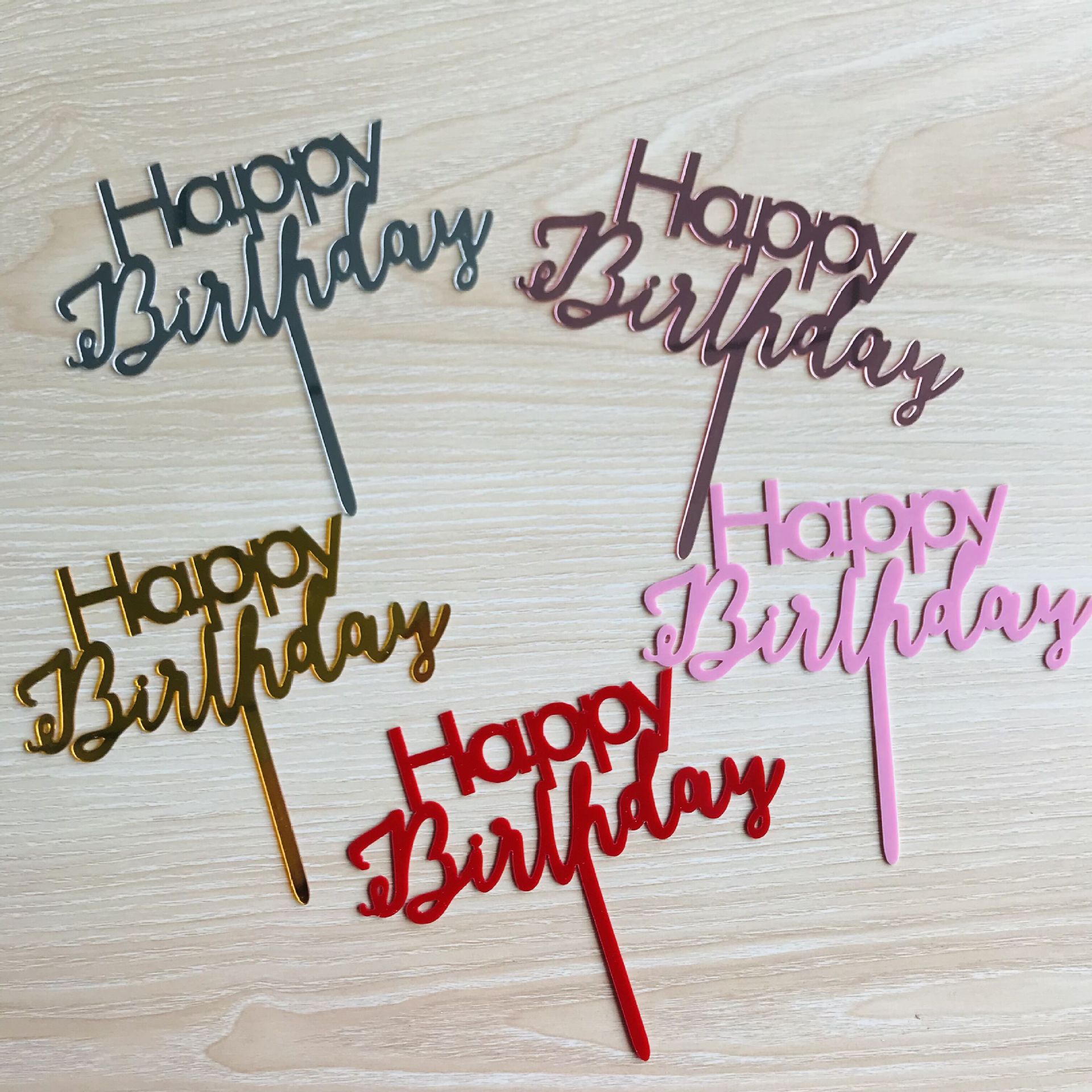 Fábrica de acrílico directo Feliz Cumpleaños feliz Feliz cumpleaños tarjeta plug-in postre Mesa hornear