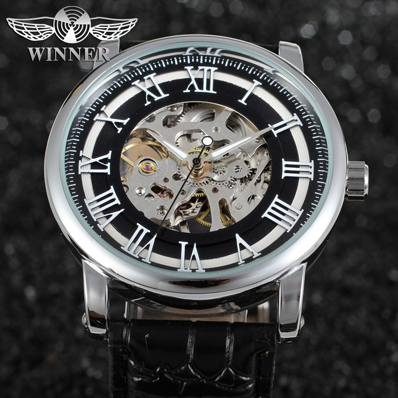 T-Winner Victory Watch Round Roman Numeral Mechanical Watch Men's and Women's Watch