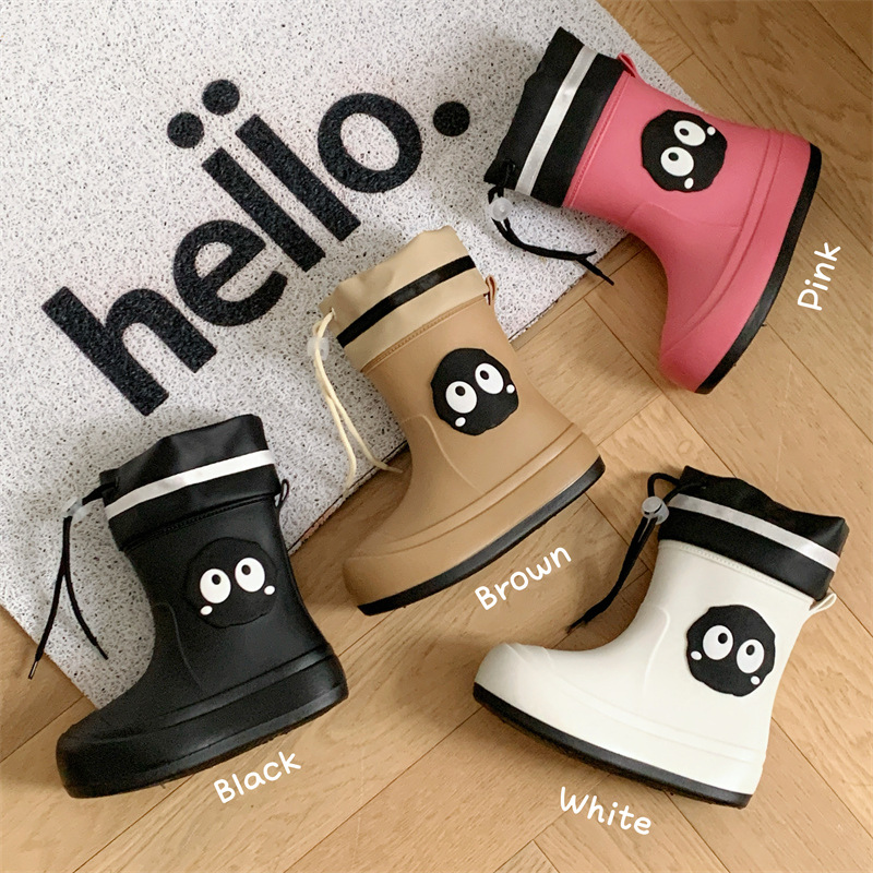 Children's Rain Boots Cartoon Boys and Girls Waterproof Girdle Rain Boots Medium and Large Kidsren's Rubber Shoes Cute Baby Non-Slip Overshoes