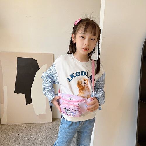 Fashionable Girls Small Waist Bag  Cute Print Girls Shoulder Chest Bag Kindergarten Baby Outing Coin Purse Bag