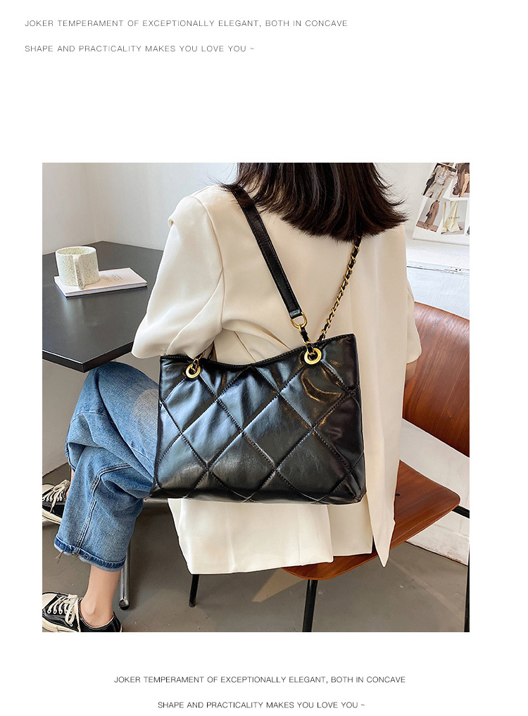 Damen Umhängetasche Mit Steppmuster Und Kette Für Den Alltag_voghion.com
