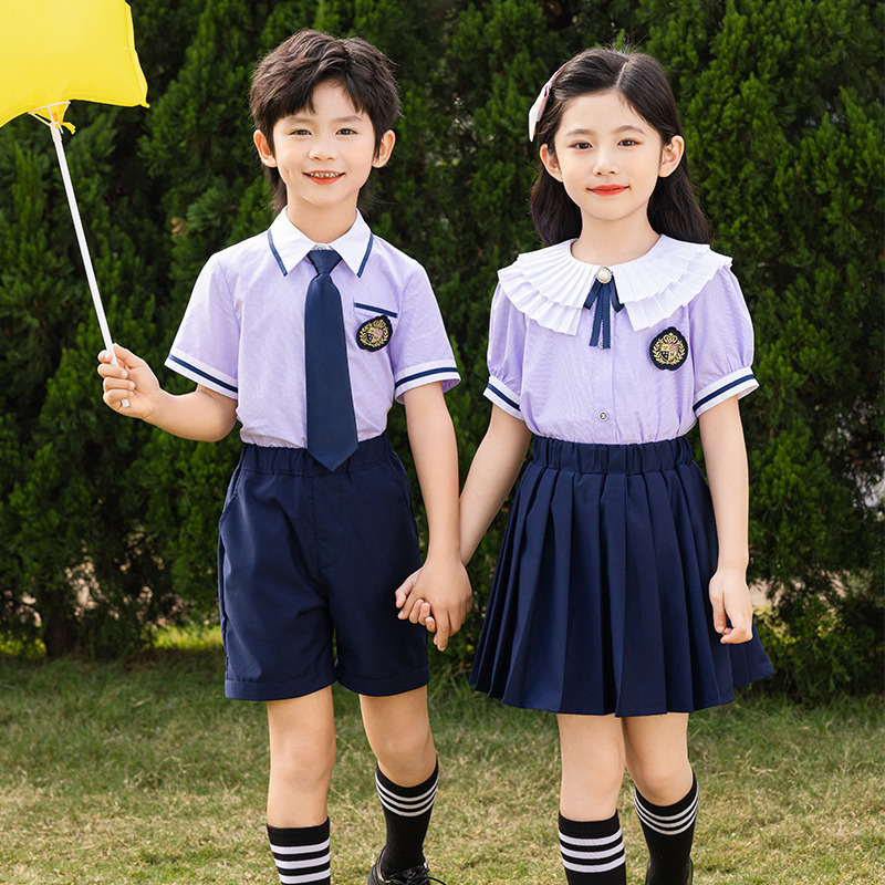Preschool summer uniform in English academic style graduation photos clothing performance children's class uniform set for primary school students