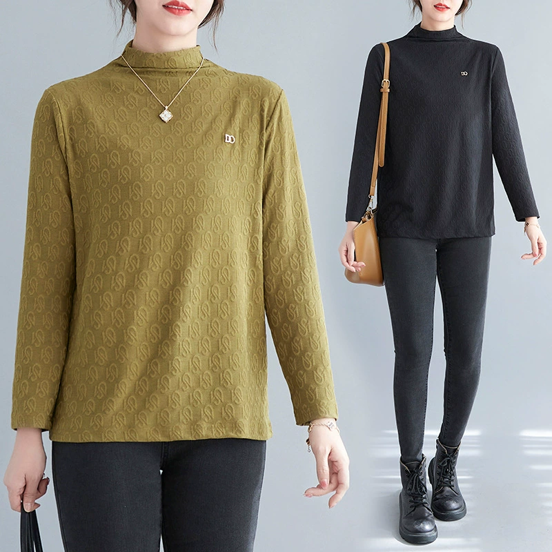 N130/ 150kg Жаккардовая женская рубашка большого размера с воротником-стойкой YD2494