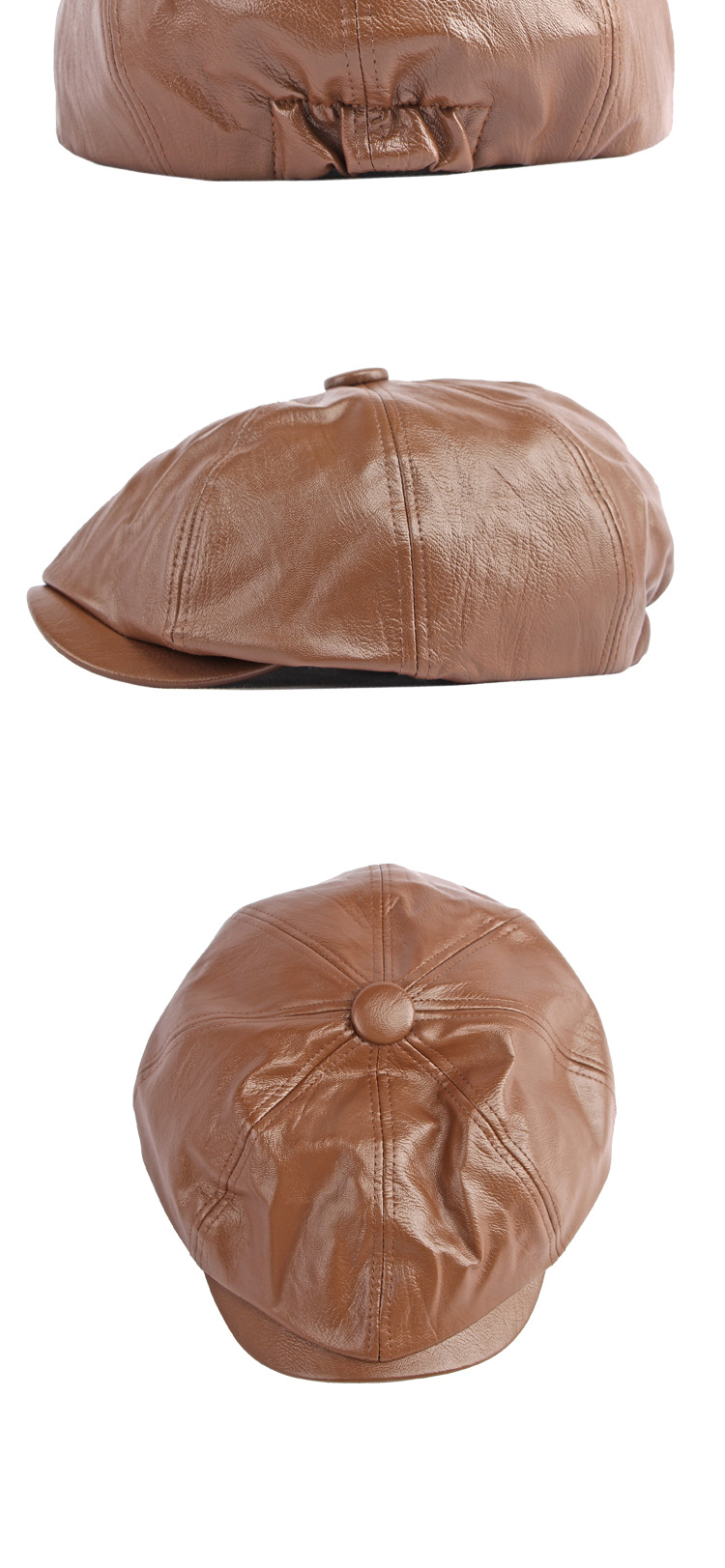 Cappelli unisex Berretto casual da uomo e da donna in pelle PU Cappello ottagonale retrò Cappello da giornalaio di tendenza_voghion.com