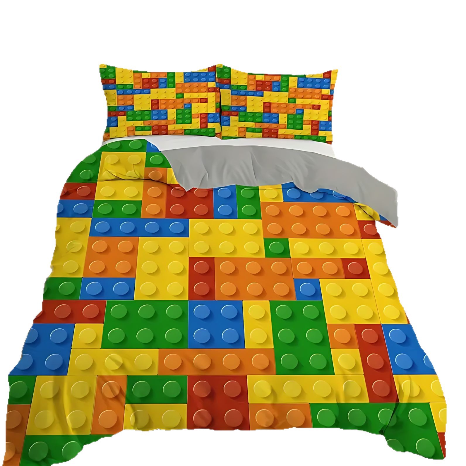 TEMU / JIT comercio exterior bloques de construcción coloridos enclavamiento de alta definición impresión digital abrasión colcha de cama set