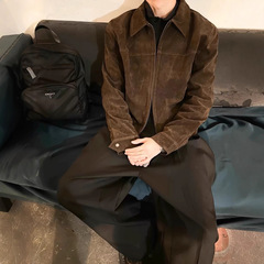 秋冬男士深棕色美式复古短款外套男潮流时尚百搭痞帅cleanf外套