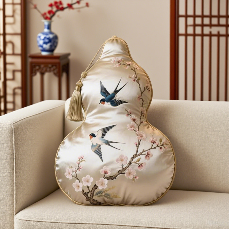New Chinese-Style Gourd Pillow, Living Room Cushion, Sofa Special-Shaped Cushion, Chinese-Style Ornaments, Light Luxury Backrest, Mid-Century Style