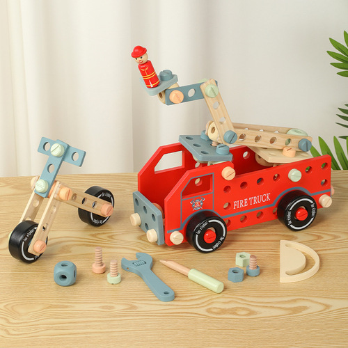 CPC wooden DIY nut ​​building block combination children's early education disassembly and assembly tower repair tool nut busy board toy