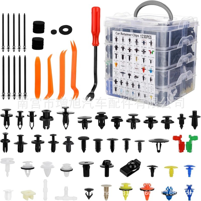 1230Pcs Boxed Snap Fasteners 1365 Car Bumper Plastic Rivet Removal Tool 44 Types of Car Fasteners