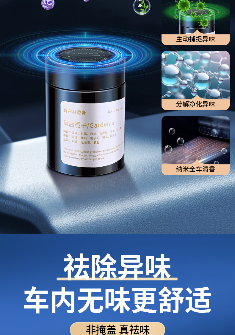 Car Gardenia Car Aromatherapy Solid Fragrance Perfume Car Decoration 2024 New Long-lasting Fragrance