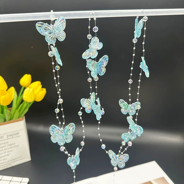2-meter bead curtain colorful blue butterflies 15 pieces (free hook