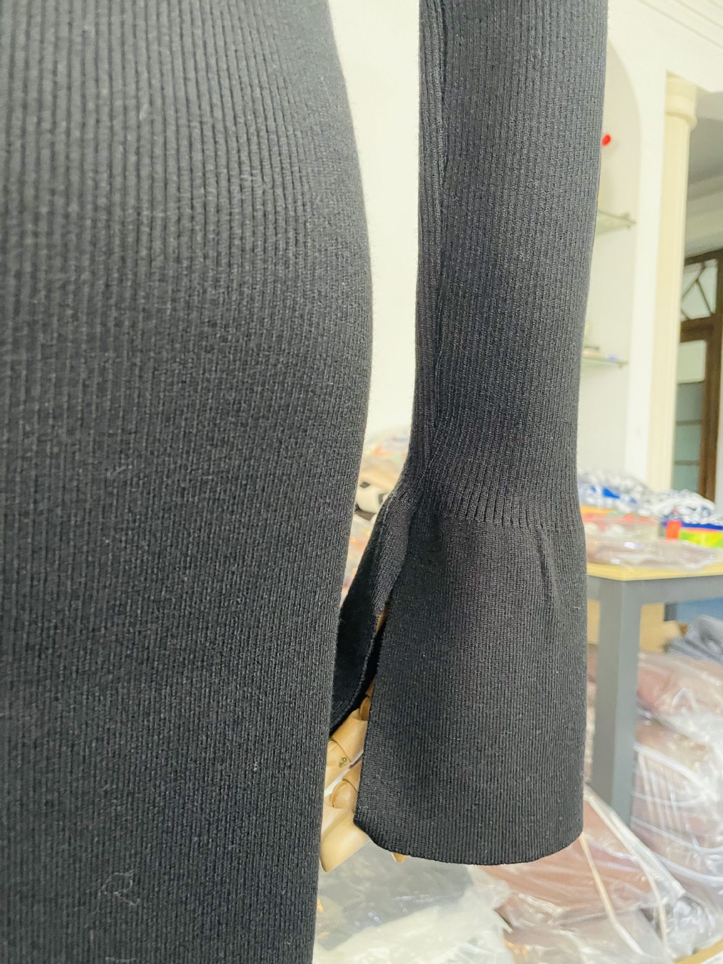 Women Clothing Long Sleeve Dress Women Knitted Deep V Plunge Sweater Maxi Dress
