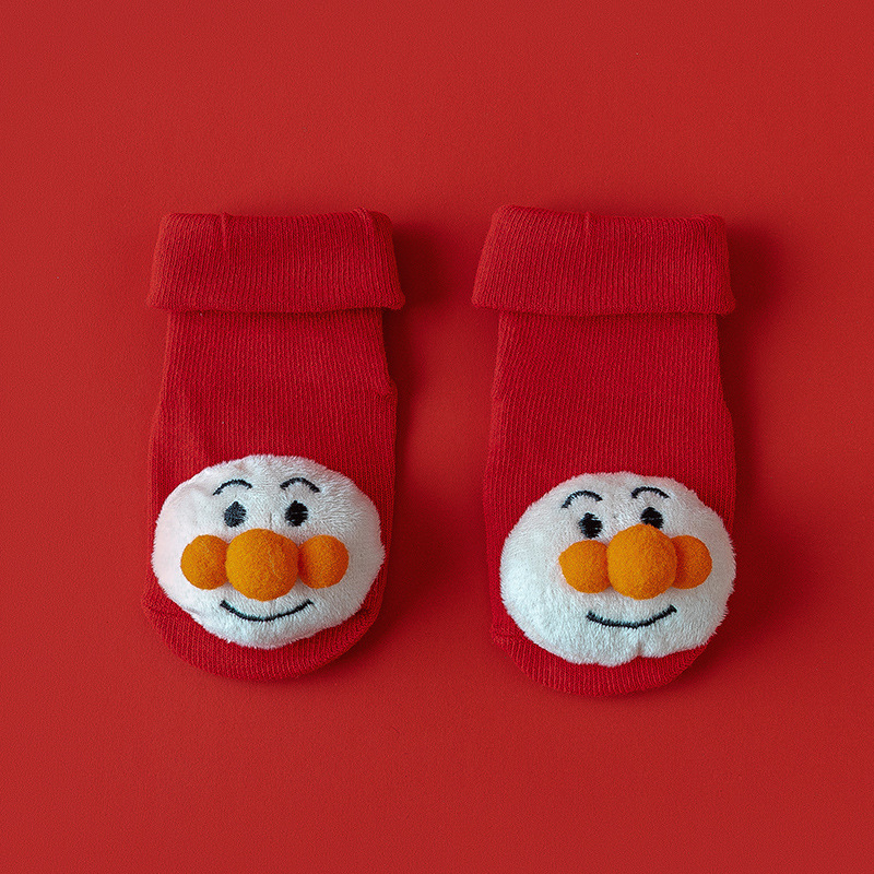 Hombres y mujeres recién nacidos, bebés, niños pequeños, una clase de algodón peinado, otoño e invierno, más calcetines rojos cálidos y gruesos de terciopelo