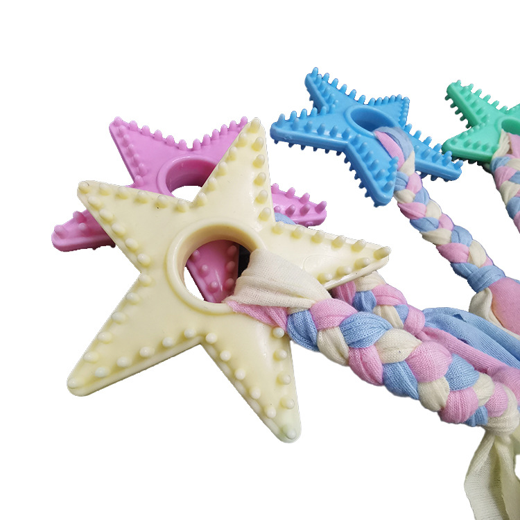 Juguete para mascotas transfronterizo TPR cuerda de algodón tira de tela estrella juguete entrenamiento resistente a mordeduras dientes molares limpieza fábrica de juguetes para perros