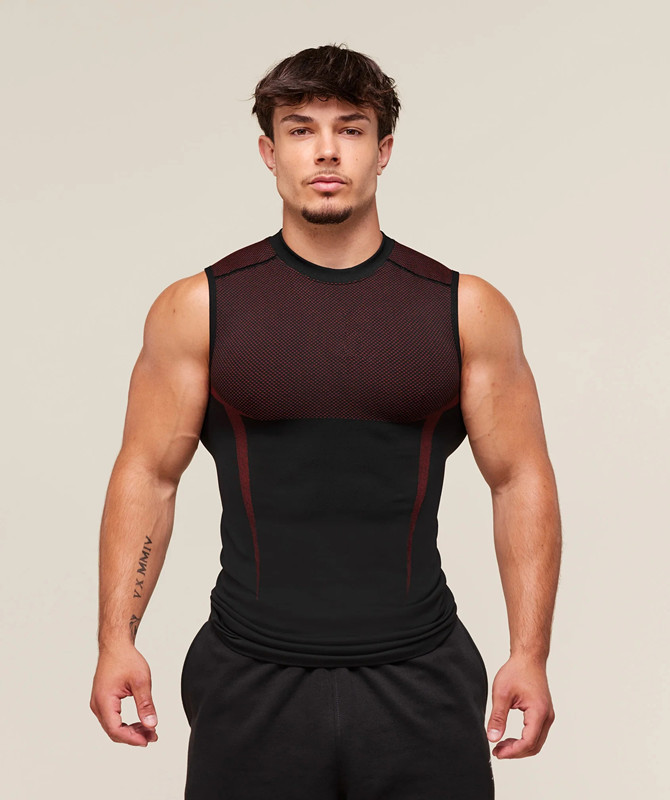 GYM 新しいアメリカンプリントマッスルフィットネスベストスポーツ通気性カジュアルランニングノースリーブブルーボールトップ|undefined
