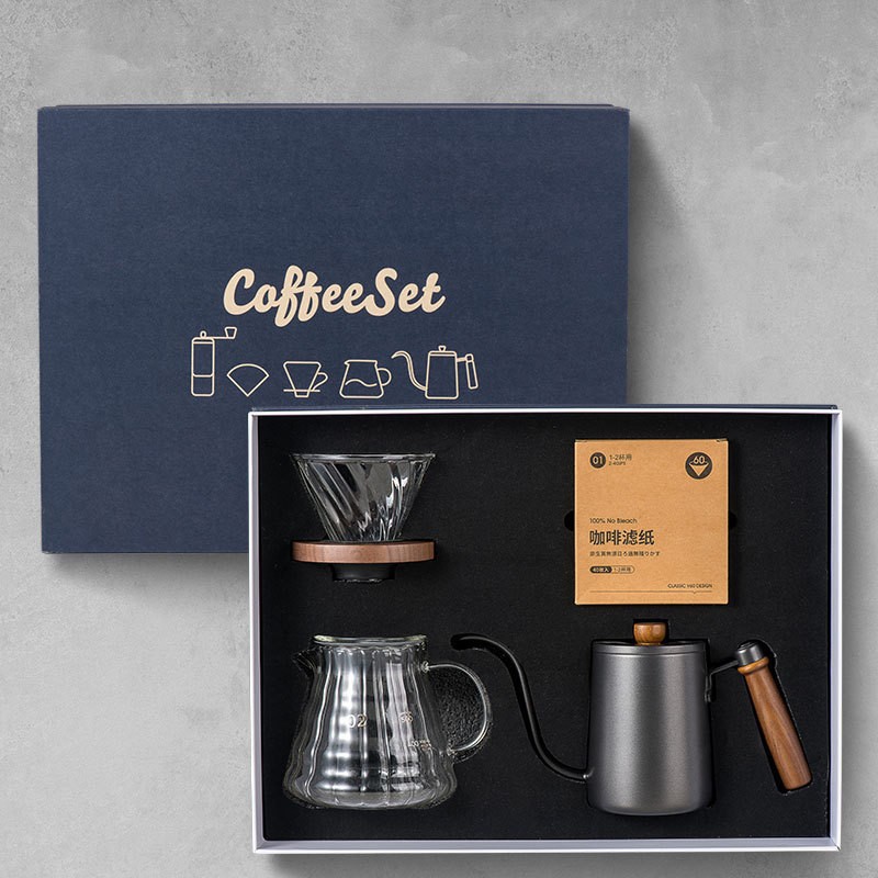 Set de café de lavado a mano Set de cafetera de café de lavado a mano Set completo de caja de regalo portátil de viaje