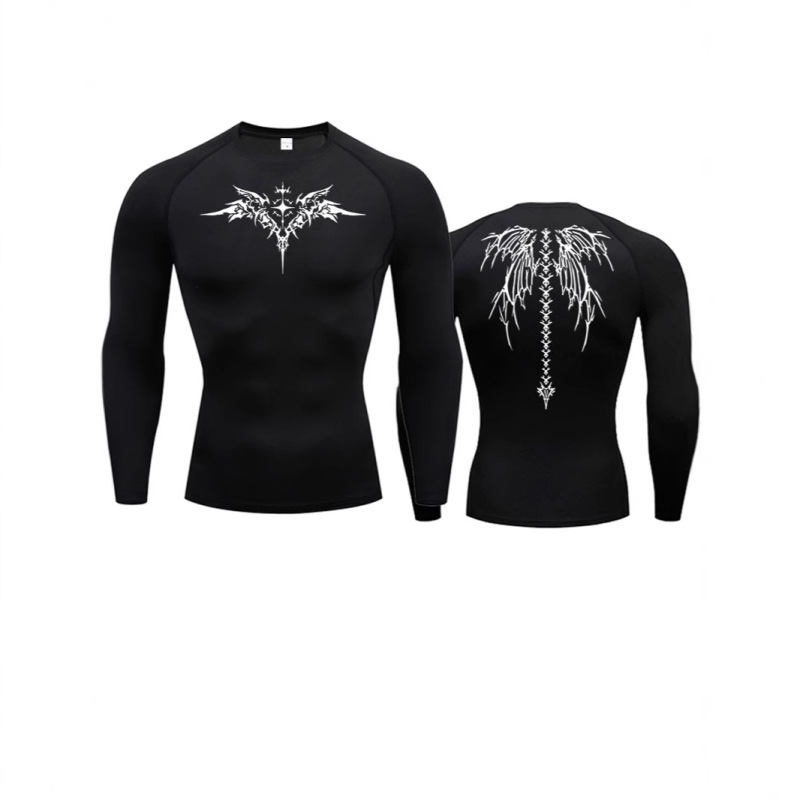 Anime Printing Running Compression T-Shirt Men's Quick-drying Fitness Sportswear Fitness Sports Long-sleeved Breathable Top Anime Printing Running Compression T-Shirt Men's Quick-drying Fitness Sportswear Fitness Sports Long-sleeved Breathable Top