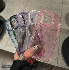 闪粉适用iPhone17promax手机壳气囊苹果16简约1514透明糖果色冰闪
