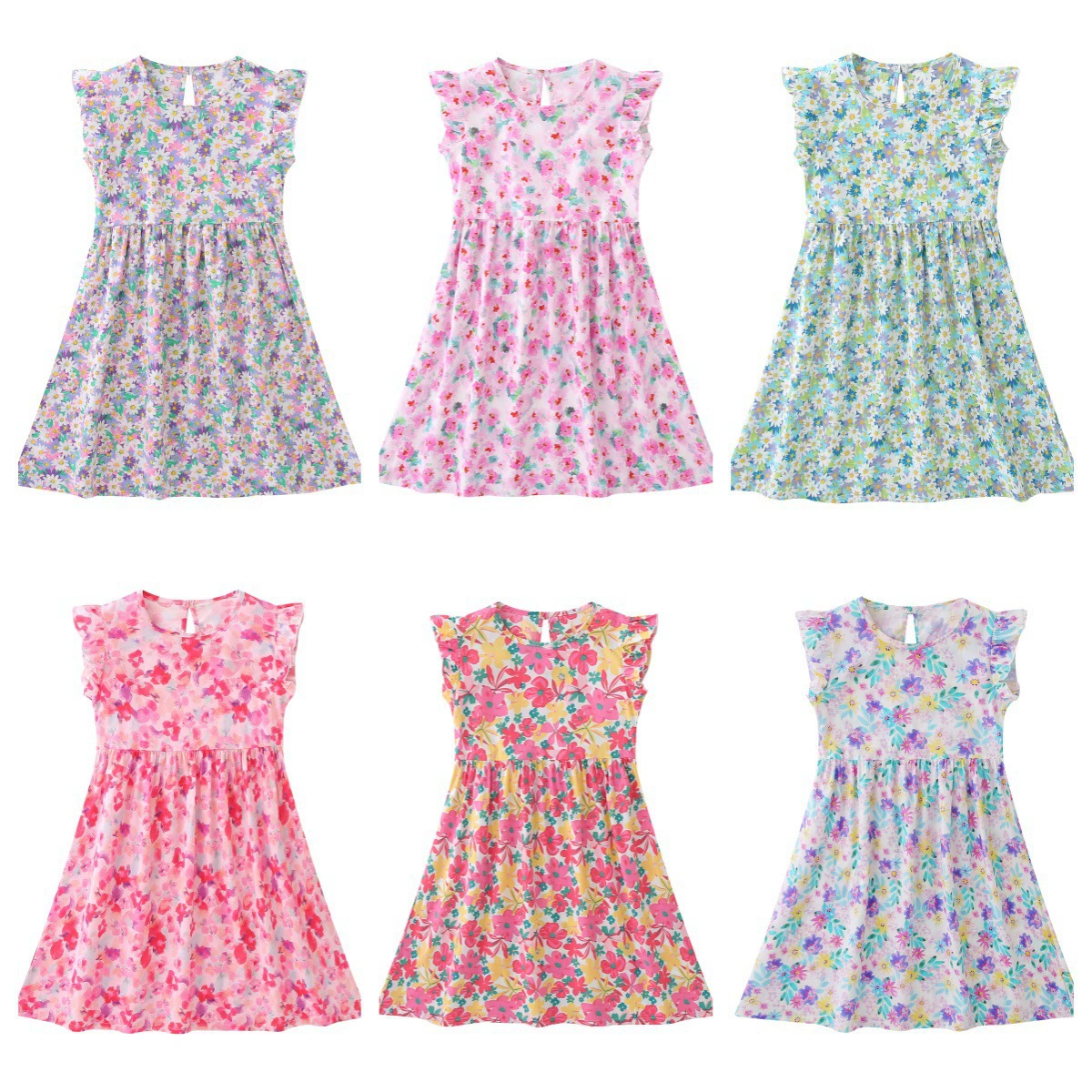 Ins Внешняя торговля взрывное детское платье летняя девочка хлопковая шелковая юбка платье принцессы средней и большой девочки пляжное платье