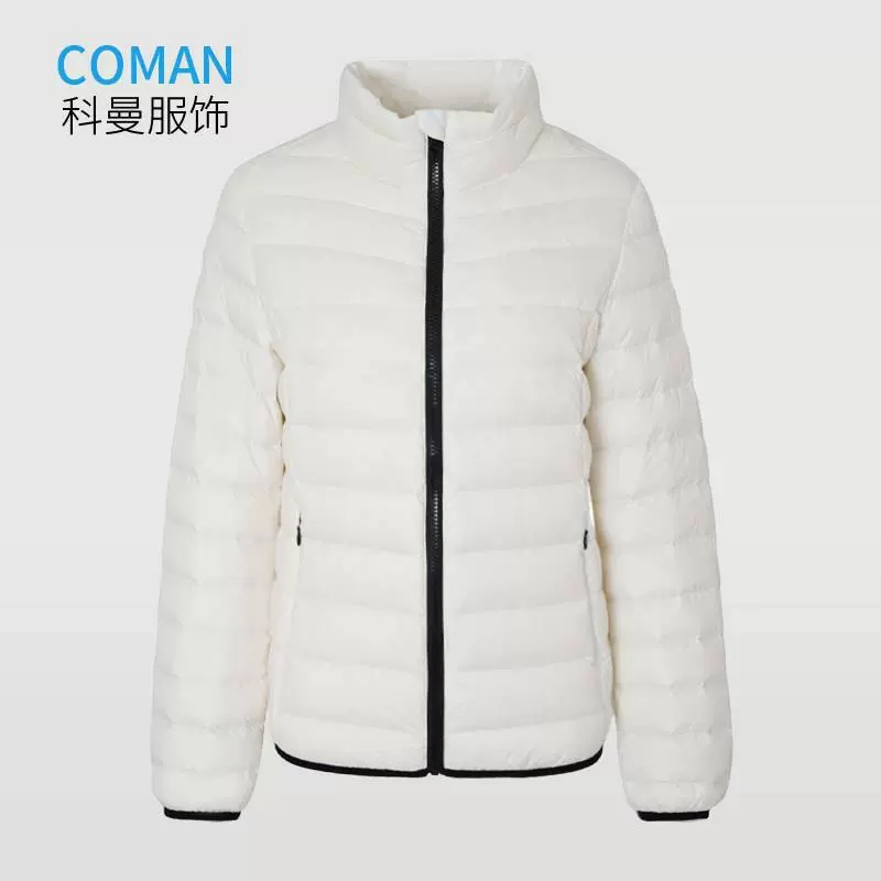 现货科曼轻薄羽绒服女款2025秋冬百搭短款白鸭绒立领修身休闲外套
