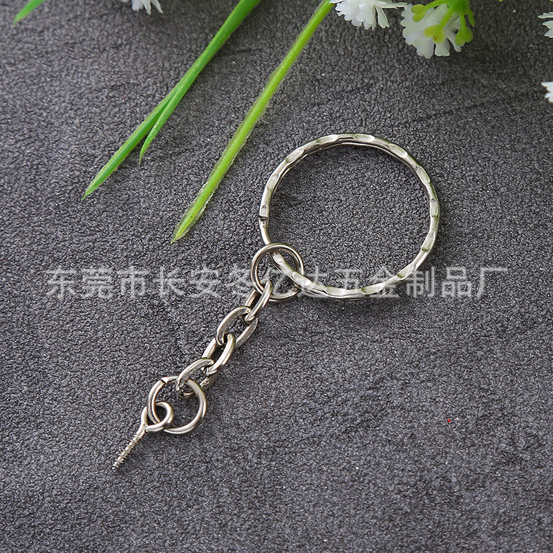 卸売り現物金属キーホルダーとチェーン25mm花輪4節フラットチェーンキーリングペンダント|undefined
