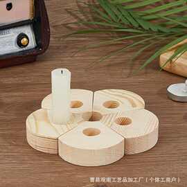 跨境木质烛台圣诞环松枝环底座蜡烛展示架细烛台底座松木花环烛台