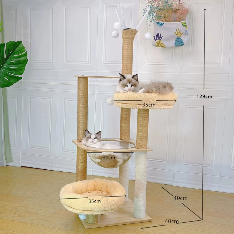 Cat climbing rack cat shelves cat nest Cat caught the upper and lower cat tree columns in the four seasons universal wear -resistant cat jumping platform cat house