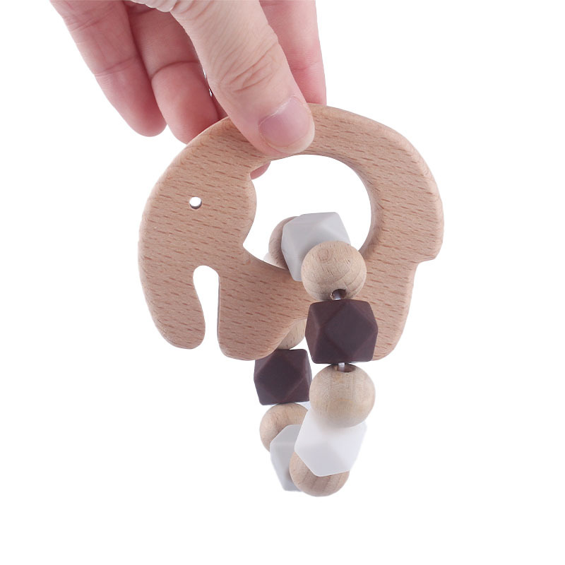 INS Amazon nuevo elefante bebé Beech teether pulsera bebé cuentas de silicona juguete dientes molienda palo