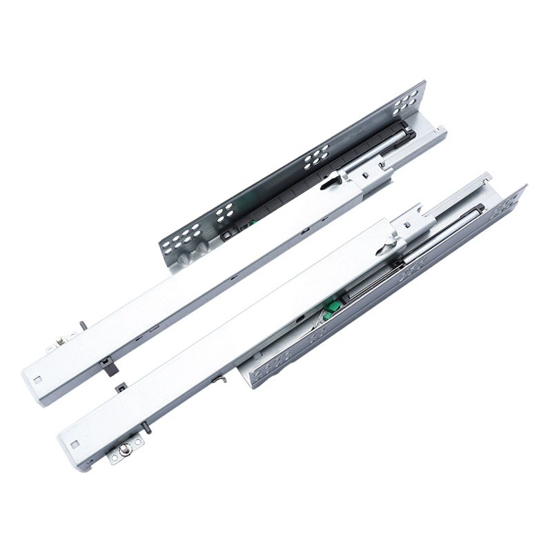 Покупка оптом трехсекторная направляющая для нижнего ящика шкафа бесшумная скрытая дорожка утолщение демпфирования буферная направляющая