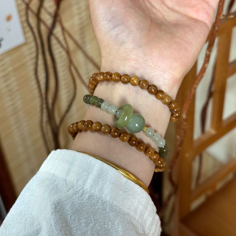 ナチュラルクック 6 和天翡翠ランニングリングマルチサークルブレスレット Wenwan Qingshui ラウンドビーズブレスレットネックレスニッチロザリオ女性用|undefined