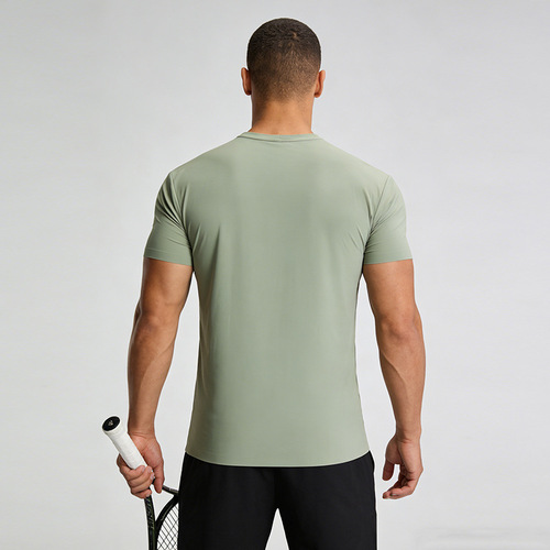 Summer European and American outdoor ice silk thin short-sleeved T-shirt fitness casual sportswear men's ice silk breathable quick-drying clothing