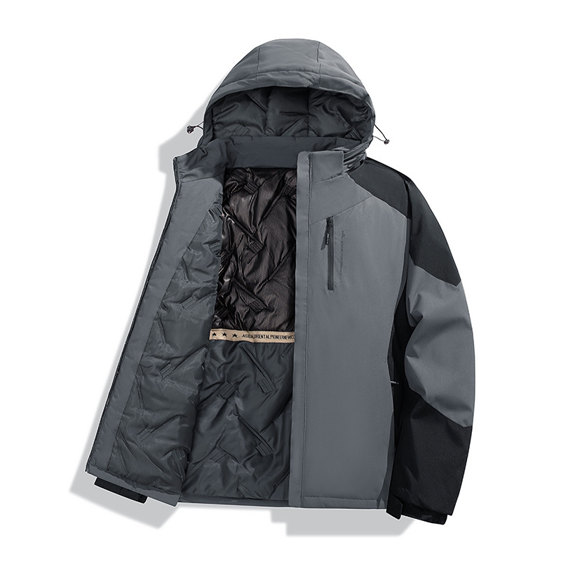 Chaqueta Acolchada con Capucha para Hombre Poliéster Térmico Engrosado para Invierno