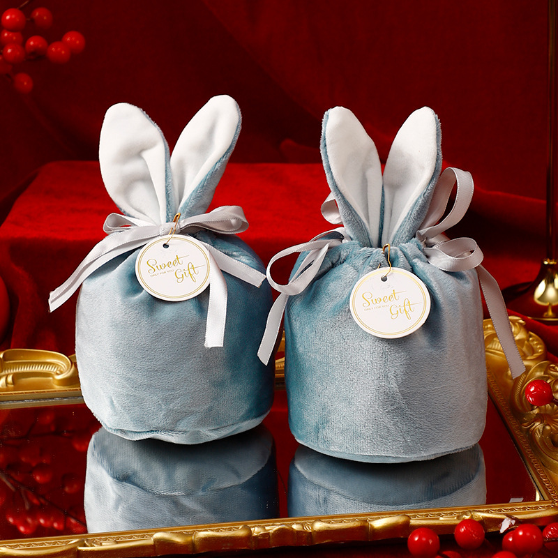 Nueva bolsa de dulces de terciopelo de orejas de conejo caja de regalo caja de dulces de boda caja de dulces de boda dama de honor regalo creativo