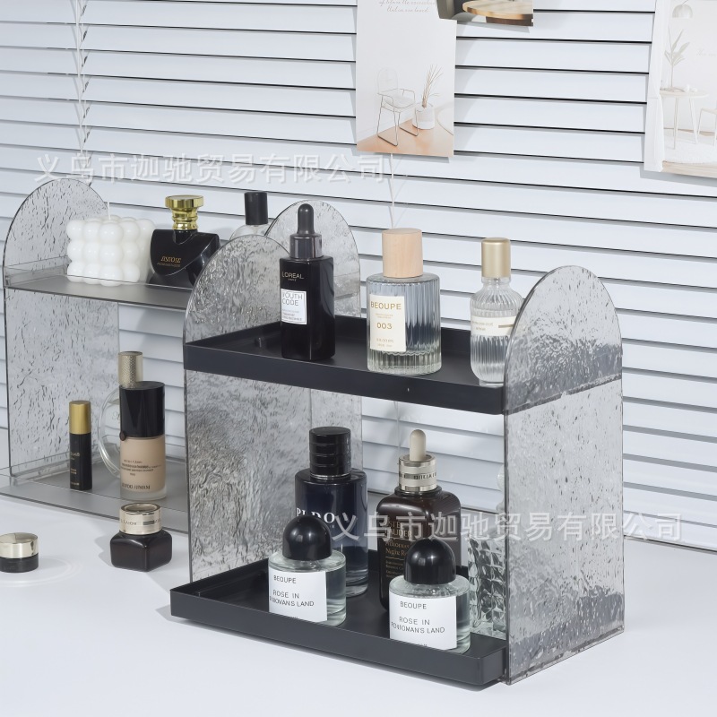 Cosmetics Rack, Dressing Table, Perfume and Skin Care Product Storage Box, Desktop Acrylic Double-Layer Heightened Lipstick Shelf