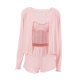 2025 European and American Spring Pink Knitted Comfortable Long Sleeve Sling Underwear Shorts New Pajamas Women's Cross-border Home Clothes