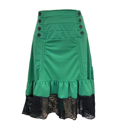 Cross-border Amazon retro skirt Halloween Gothic style medieval palace lace drawstring splicing mid-length skirt