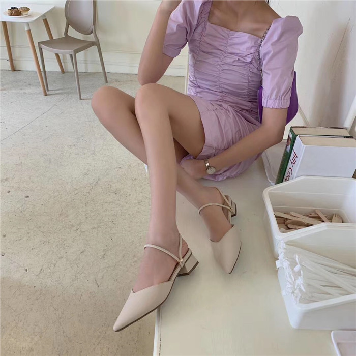 spring new pointed thick heel sandals NSHU35977