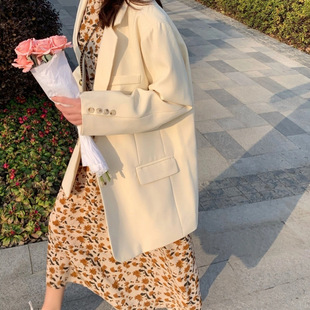 Suit Top 2025 New Spring and Autumn Korean Style Loose Casual British Rice White Small Elegant Suit Jacket for Women