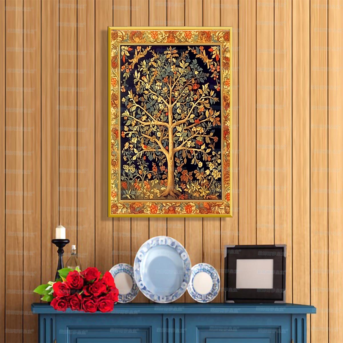 Mona Lisa Real Morris árbol de la vida nueva edición del hogar vida dormitorio sala de estar puerta de entrada línea hecha a mano image 1